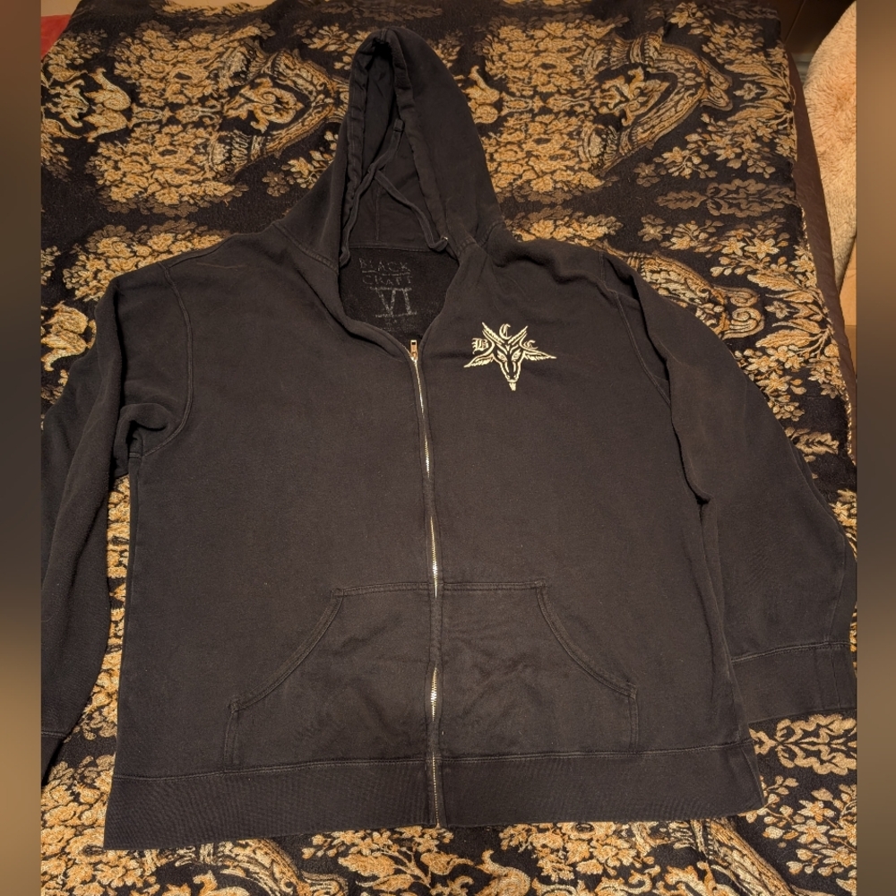 Blackcraft Cult Zip-Up Hoodie with Baphomet Design
